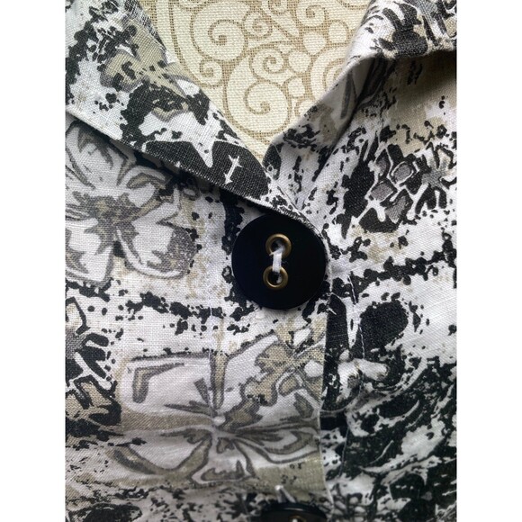 Habitat Clothes to Live In Linen Jacket Size L Lagenlook Art to Wear Floral - Picture 5 of 12